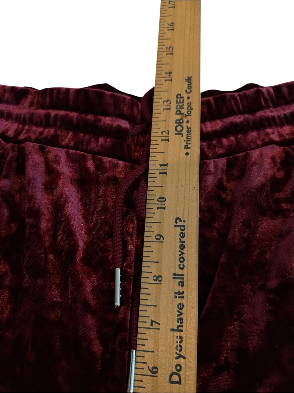 Romeo & Juliet Velvet Drawstring Joggers - Burgundy - Picture 9 of 13
